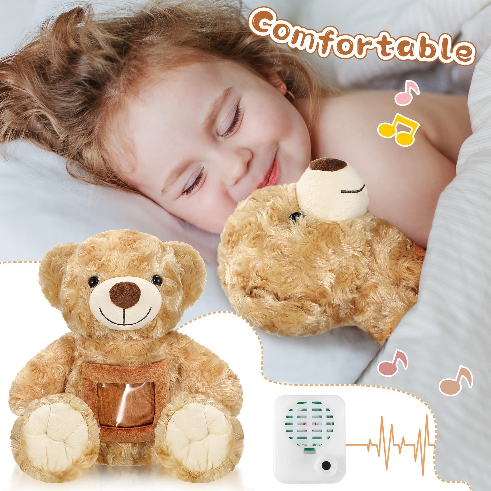 Leyndo Bear with Voice Recording Remembrance Stuffed Animal with Picture Recordable Messages Memorial Toy for Baby Shower Birthday Gift, Recording Gifts(Brown, 12 Inch)