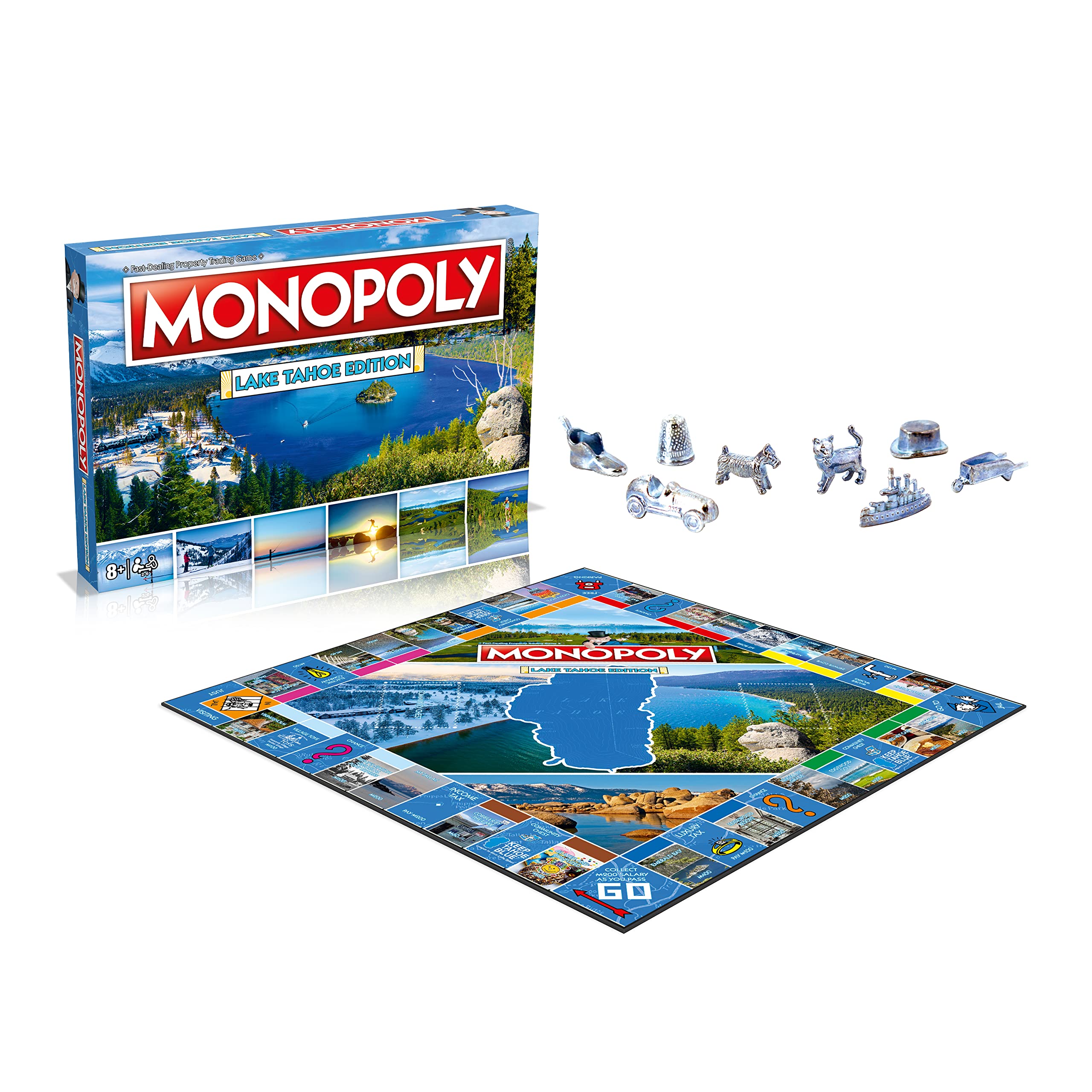 Monopoly Board Game - Lake Tahoe Edition: 2-6 Players Family Board Games for Kids and Adults, Board Games for Kids 8 and up, for Kids and Adults, Ideal for Game Night