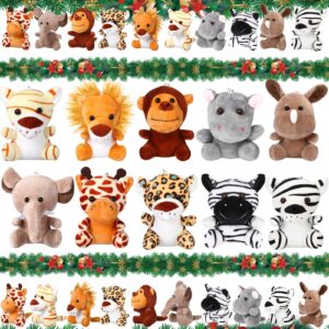 20 pcs mini stuffed forest animals 4.8 inch cute jungle animal plush lion tiger elephant giraffe toys set for safari animal themed party kindergarten fun teacher student achievement award, 10 styles