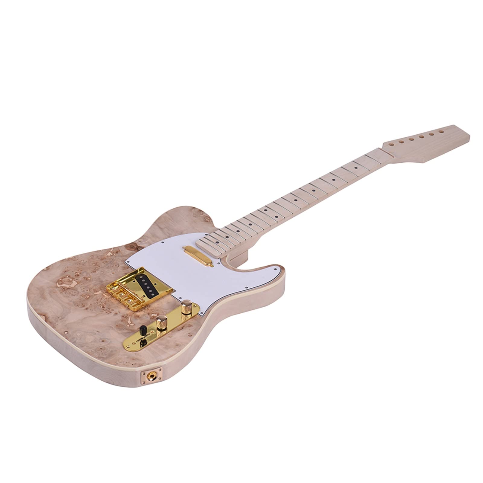 1 Set Completely DIY Unfinished Electric Guitar Kits Basswood Body Burl Surface DIY Guitar Kit