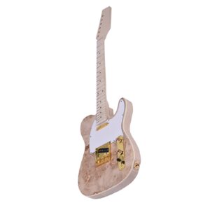 1 Set Completely DIY Unfinished Electric Guitar Kits Basswood Body Burl Surface DIY Guitar Kit