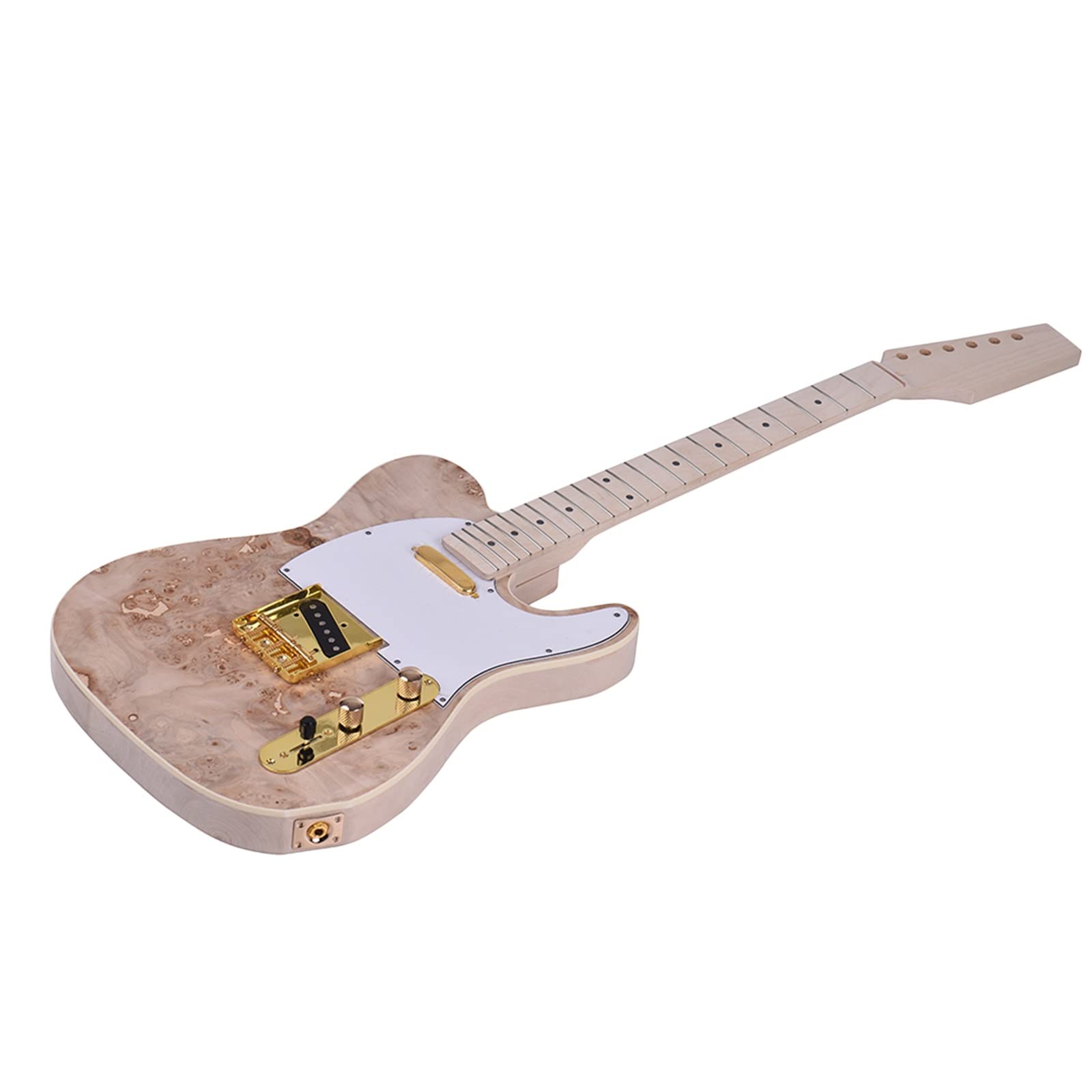 1 Set Completely DIY Unfinished Electric Guitar Kits Basswood Body Burl Surface DIY Guitar Kit