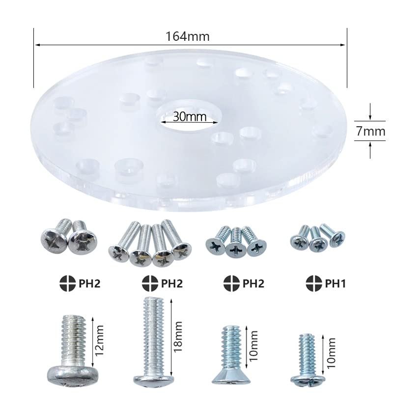 6.5inch Acrylic Universal Router Base Plate Set Compatiable fFor Bosch And Most Router Router Base General Purpose Bakelite Milling Tool