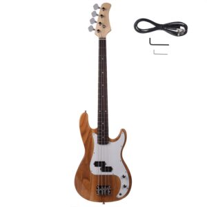 Vasitelan Electric Bass Guitar Full Size 4 String 46 Inch Bass (Burly Wood)