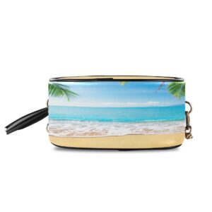 ALAZA Tropical Beach Palm Tree PU Leather Small Women Crossbody Shoulder Bag Purse Wallet with Adjustable Chain Strap