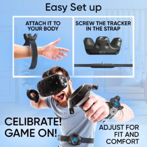 Skywin VR Tracker Belt and Strap for HTC Vive System (1 Belt 2Hand Straps) + VR Cable Management for Oculus Rift VR Headset