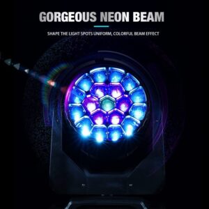 SHEHDS Moving Head Lights LED 19X20W Beam/Wash/Zoom/Dazzle/Strobe Effect RGBW 4in1 Big Bee Eye Stage Lights 4-45°Beam Angle CTO Mode DMX Control Professional DJ Lights for Christmas Club Wedding