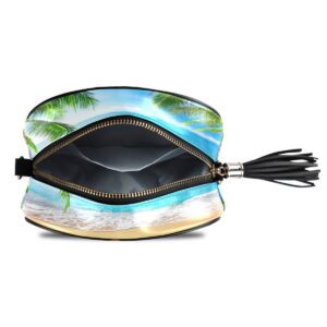 ALAZA Tropical Beach Palm Tree PU Leather Small Women Crossbody Shoulder Bag Purse Wallet with Adjustable Chain Strap