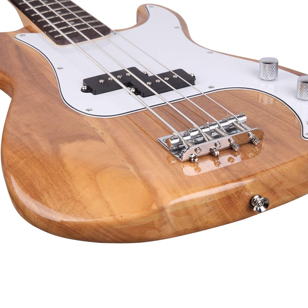 Vasitelan Electric Bass Guitar Full Size 4 String 46 Inch Bass (Burly Wood)