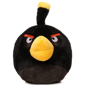 mighty mojo angry birds - bomb - black bird - 8 inch collectible plush doll - officially licensed - super soft, cuddly doll for kids and adults - original series