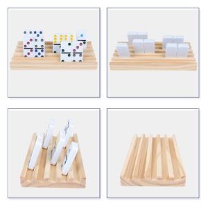 GOTHINK Wooden Domino Racks Set of 8 Trays for Mexican Train Dominoes Games Domino Tiles Holders Mexican Train Accessories for Adults & Kids - Dominoes NOT Included