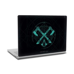 head case designs officially licensed assassin's creed dual axes valhalla compositions vinyl sticker skin decal cover compatible with microsoft surface book 2