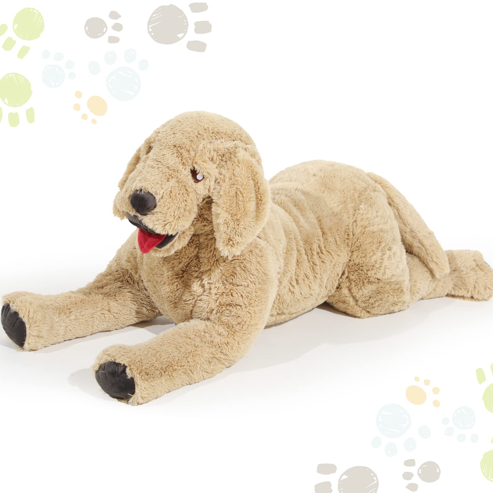 Geosar Giant Dog Stuffed Animals Fluffy Labrador Large Stuffed Dog Hugging Toy Big Cuddly Plush Body Pillow Gifts for Adult Kids, Pets Birthday Party Christmas Thanksgiving, Gold(70 cm/ 27.5 inch)