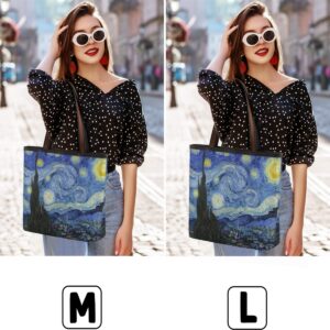 AUUXVA Tote Bag Medium Handbag Starry Night Art Painting Shoulder Bag Satchel Purse Work Travel Tote Bag with Zipper