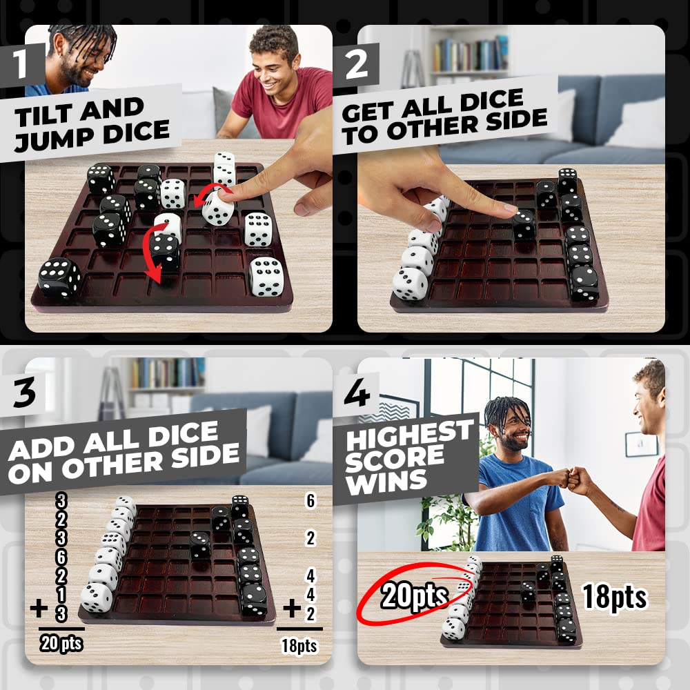 Dittle - Dice Battle | Ages 6+ | Unique Wooden Coffee Table Games for Adults and Family | Best Board Games for Kids 2 Player | Bar Games for Adults Indoor Tabletop Games | Wood Table Top Games Adult