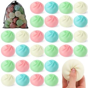 36 pcs dumpling stress balls bulk 2.4 inch dumpling fidget toy dough stress relief bun squeeze toy with storage bag for birthday party favors school carnival reward gift