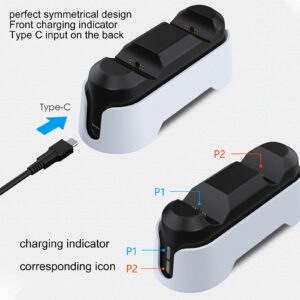 Charging Station for PS5 Controller,Dual Controller Fast Charging,Approx. 3H Charging Time with LED Indicator,5.1V Fast Charging AC Adapter for PS5 Controller Dual Charging Dock(White)