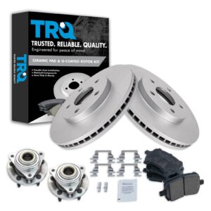 trq front brake pad & rotor kit brake pads brake rotor wheel hub bearing assembly ceramic premium g-coated compatible with 2006-2008 chevrolet hhr