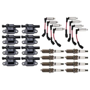 TRQ Performance Ignition Kit Ignition Coil Spark Plugs Spark Plugs Wire Set Compatible with 04-08 Buick 05-08 Chevrolet GMC 08 Hummer 06 Isuzu Pontiac Saab