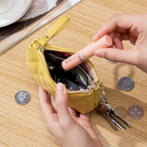 Simple Women Wallet Coin Purse Soft Genuine Leather Zipper Multi-Functional Practical Bag Female Card Holder Clutch Key Case, Yellow, Small, Modern