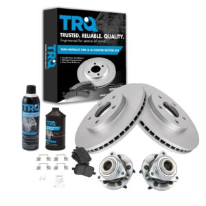 TRQ Front Brake Pad & Rotor Kit Brake Chemical Kit Brake Pads Brake Rotor Wheel Hub Bearing Assembly Semi-Metallic Premium G-Coated Compatible with 2006-2008 Chevrolet HHR