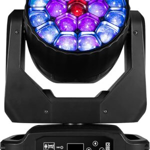 SHEHDS Moving Head Lights LED 19X20W Beam/Wash/Zoom/Dazzle/Strobe Effect RGBW 4in1 Big Bee Eye Stage Lights 4-45°Beam Angle CTO Mode DMX Control Professional DJ Lights for Christmas Club Wedding