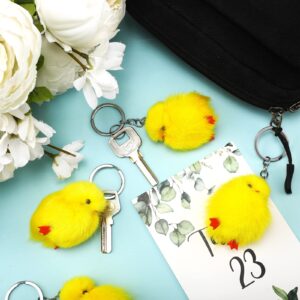 24 Pcs Small Chicken Keychain 3 Inch Realistic Plush Farm Chick Mini Ornaments Yellow Fluffy Chicken Stuffed Animal Soft Chicken Toy Photography Props DIY Easter Egg Filling Decorations Party