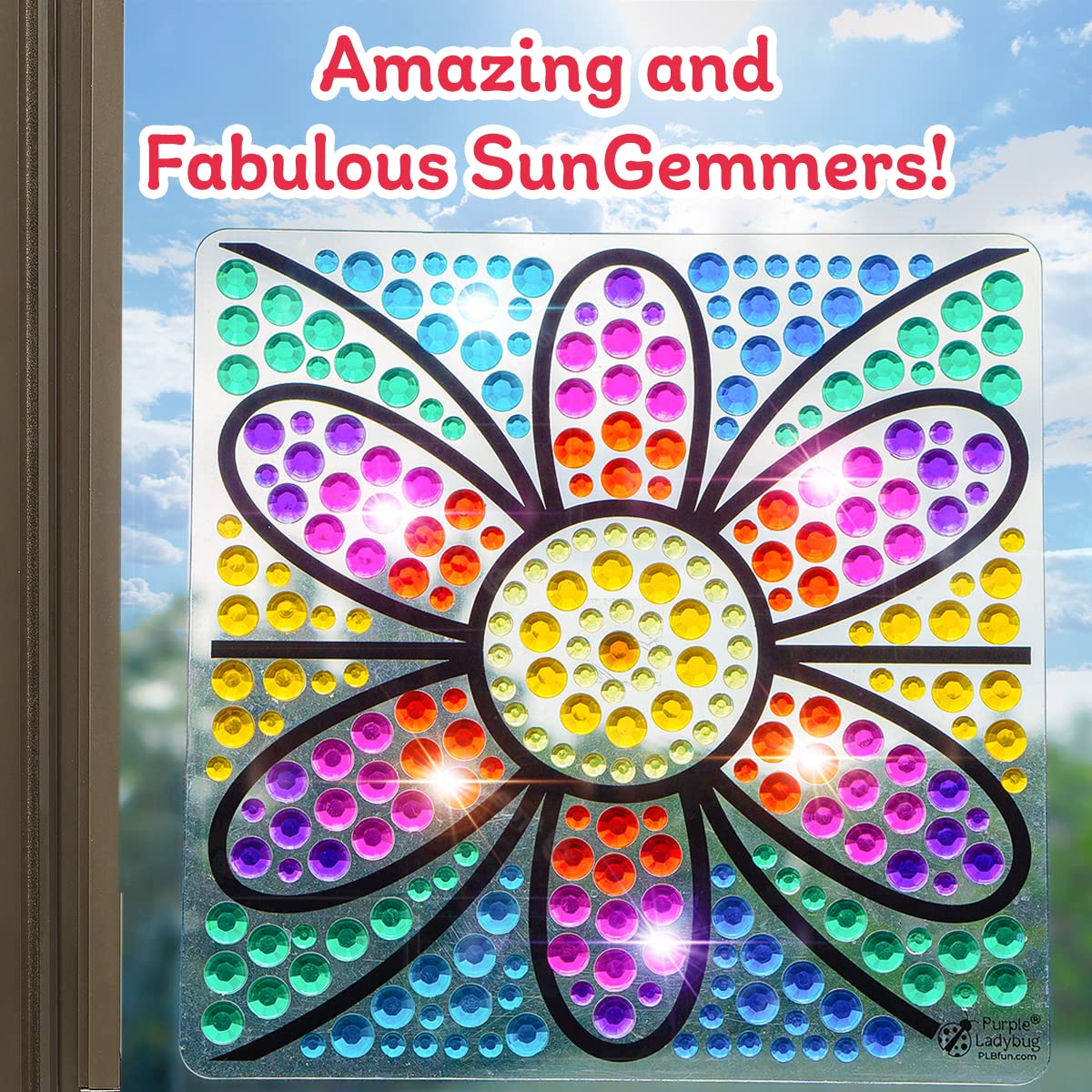 PURPLE LADYBUG Christmas Presents for Kids - SUNGEMMERS Window Art Kit + Jewelry Box Craft Kit