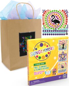 purple ladybug sungemmers diamond art craft kit + 7 brown gift bags with scratch panel for personalized messages