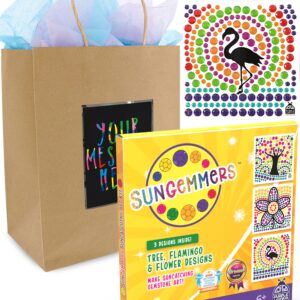 PURPLE LADYBUG SUNGEMMERS Diamond Art Craft Kit + 7 Brown Gift Bags with Scratch Panel for Personalized Messages