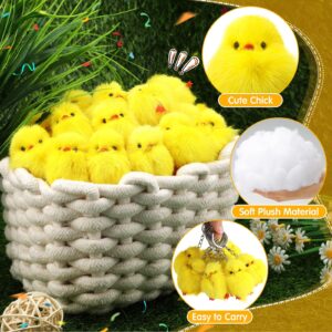 24 Pcs Small Chicken Keychain 3 Inch Realistic Plush Farm Chick Mini Ornaments Yellow Fluffy Chicken Stuffed Animal Soft Chicken Toy Photography Props DIY Easter Egg Filling Decorations Party