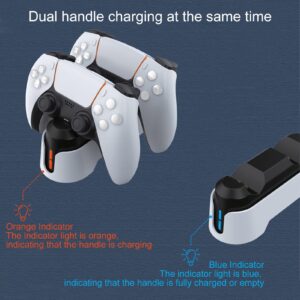 Charging Station for PS5 Controller,Dual Controller Fast Charging,Approx. 3H Charging Time with LED Indicator,5.1V Fast Charging AC Adapter for PS5 Controller Dual Charging Dock(White)