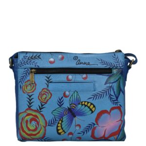 Anna by Anuschka Slim Medium Crossbody, Summer Garden Denim