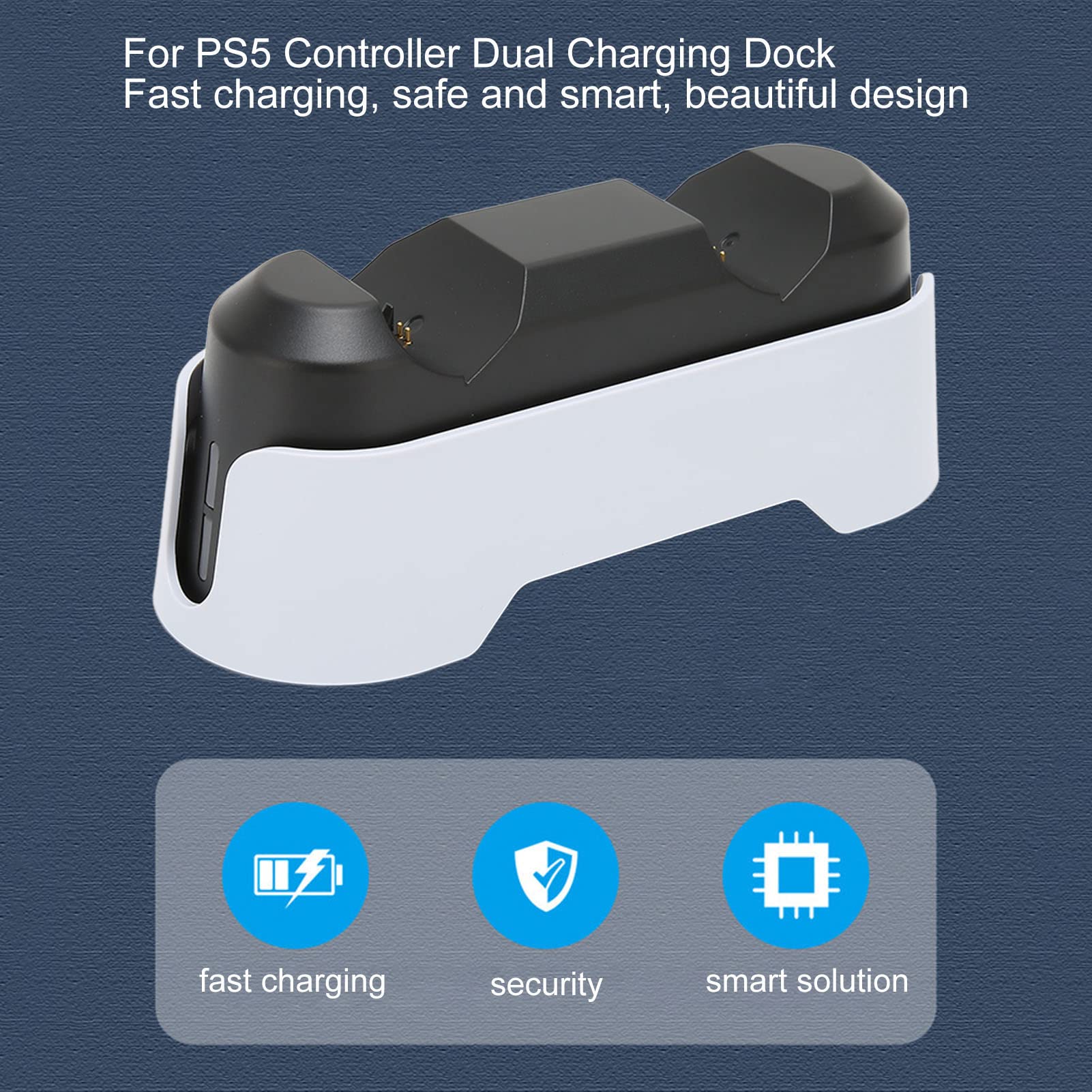 Charging Station for PS5 Controller,Dual Controller Fast Charging,Approx. 3H Charging Time with LED Indicator,5.1V Fast Charging AC Adapter for PS5 Controller Dual Charging Dock(White)