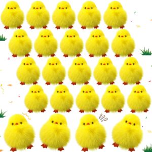 24 pcs small chicken keychain 3 inch realistic plush farm chick mini ornaments yellow fluffy chicken stuffed animal soft chicken toy photography props diy easter egg filling decorations party