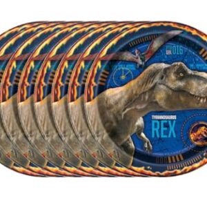 Jurassic World Dinosaur Birthday Party Supplies Bundle includes Lunch Paper Plates - 24 Count