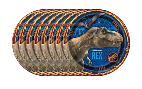 Jurassic World Dinosaur Birthday Party Supplies Bundle includes Lunch Paper Plates - 24 Count