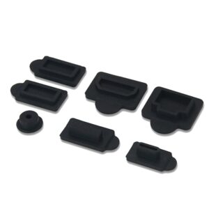 7 Pieces Silicone Dust Plugs Compatible with Ps5 Digital & Disc Edition Console Dust Cover, USB HDMI Interface Type A/C LAN Port Dustproof Protector Plug-Black(A)