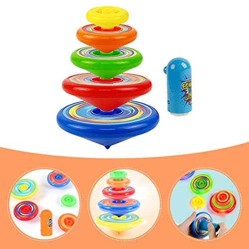 1 Set Stacking Kids Stackable Tops Funny Gyro Rotating Tops Rainbow Tower Stacker for Girl Boy Xmas Gifts Random Color