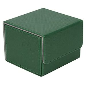 ZLCA Card Deck Box with 2 Dividers for MTG Cards, Large Horizontal Card Storage Box Fits 150+ Single Sleeved Cards, PU Leather Commander Deck box for TCG CCG (Green)