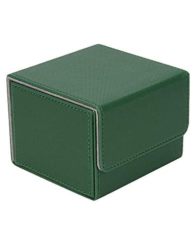 ZLCA Card Deck Box with 2 Dividers for MTG Cards, Large Horizontal Card Storage Box Fits 150+ Single Sleeved Cards, PU Leather Commander Deck box for TCG CCG (Green)