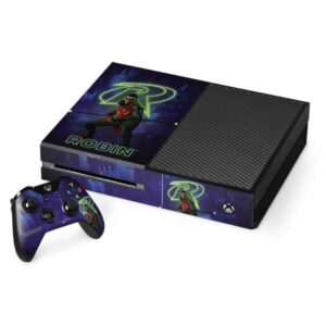 skinit decal gaming skin compatible with xbox one console and controller bundle - officially licensed warner bros robin gotham knights design