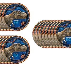 Jurassic World Dinosaur Birthday Party Supplies Bundle includes Lunch Paper Plates - 24 Count