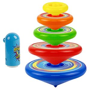 1 set stacking kids stackable tops funny gyro rotating tops rainbow tower stacker for girl boy xmas gifts random color