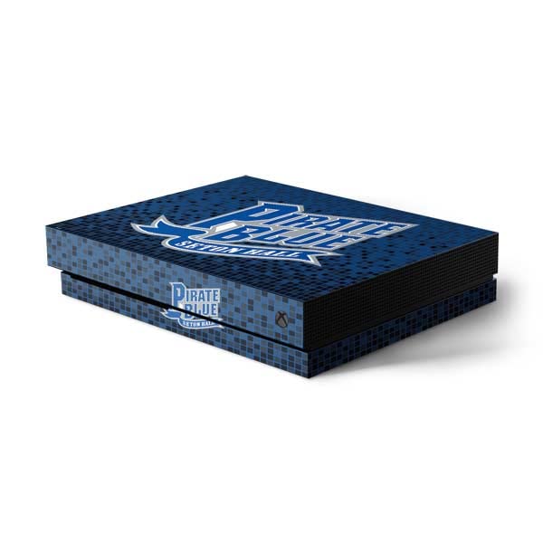 Skinit Decal Gaming Skin Compatible with Xbox One X Console - Officially Licensed College Pirate Blue Seton Hall Design