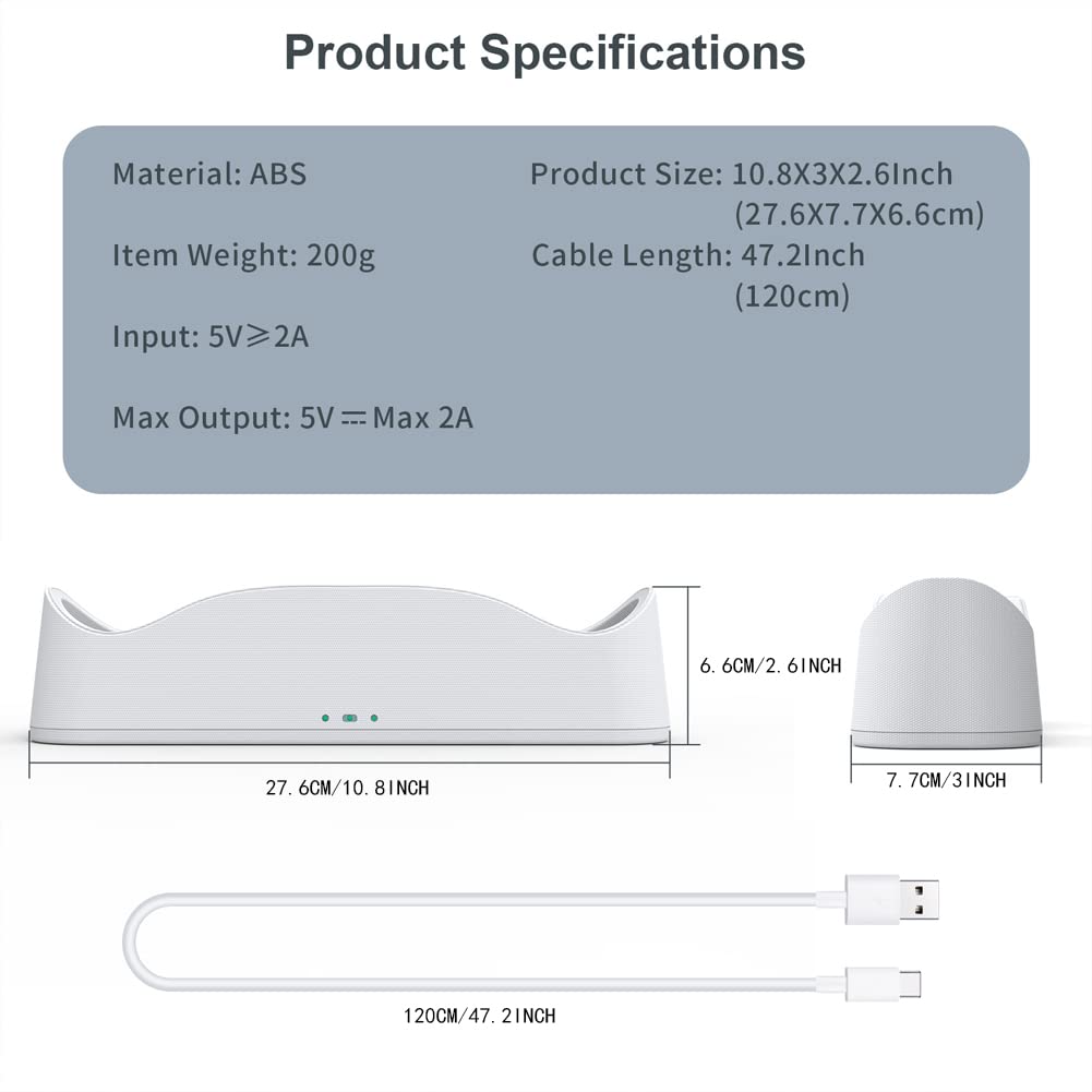 Quest 2 Charging Dock Support Magnetic Dual Controller Charging Includes 2 Rechargeable Batter-ies and Covers, Support Charging Headset and Grip