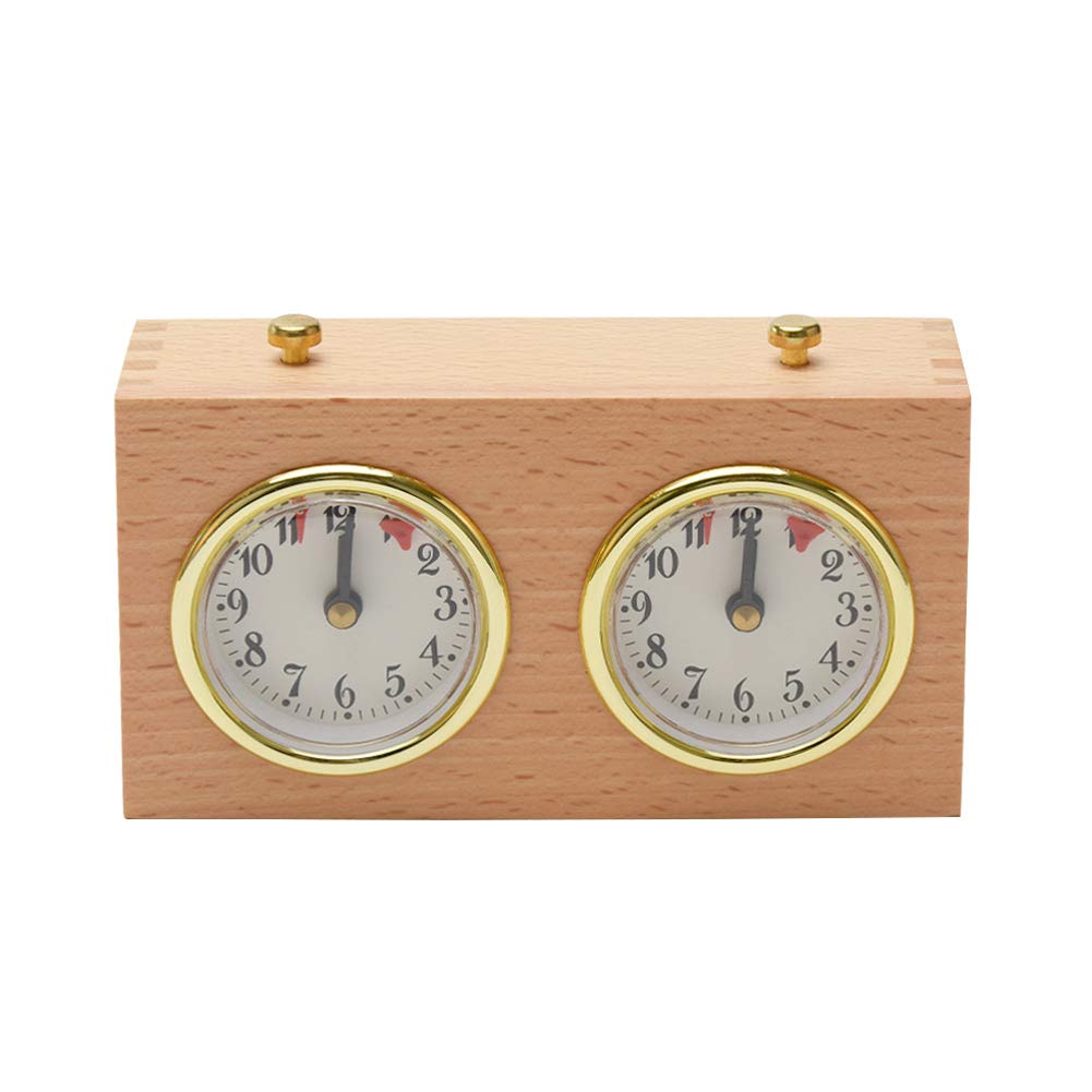 fayle Chess Clock Timer,Board Game Analog Wooden Competition Timing Tools High Accuracy Mechanical for Various Games