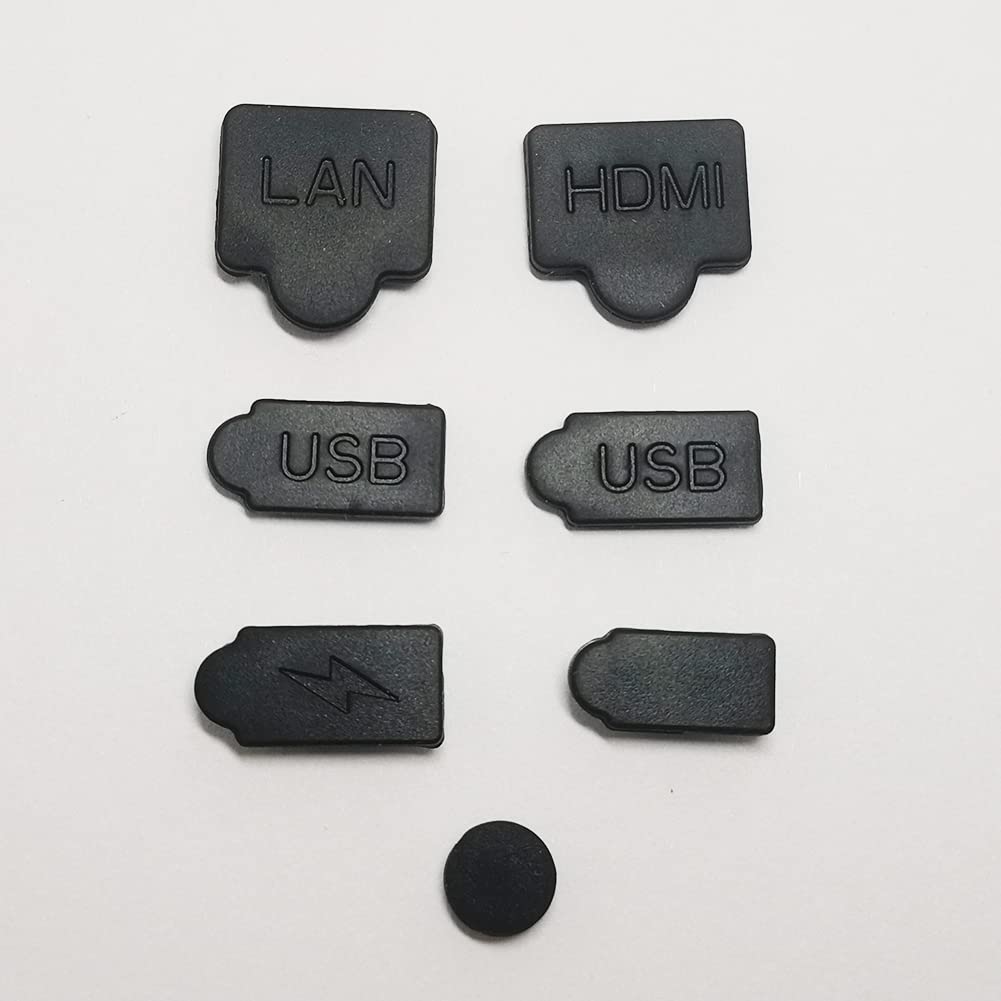 7 Pieces Silicone Dust Plugs Compatible with Ps5 Digital & Disc Edition Console Dust Cover, USB HDMI Interface Type A/C LAN Port Dustproof Protector Plug-Black(A)