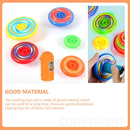 1 Set Stacking Kids Stackable Tops Funny Gyro Rotating Tops Rainbow Tower Stacker for Girl Boy Xmas Gifts Random Color