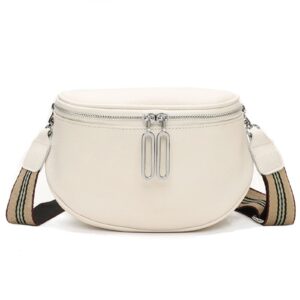 fanny packs for women soft leather chest bag shoulder crossbody purse with strap waist bag, white